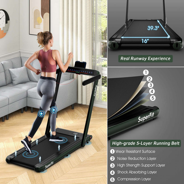 Tapis De Course Pliable 2 En 1superfit – Moteur 2,25 Cv – Double Ecran – Haut-parleur Bluetooth