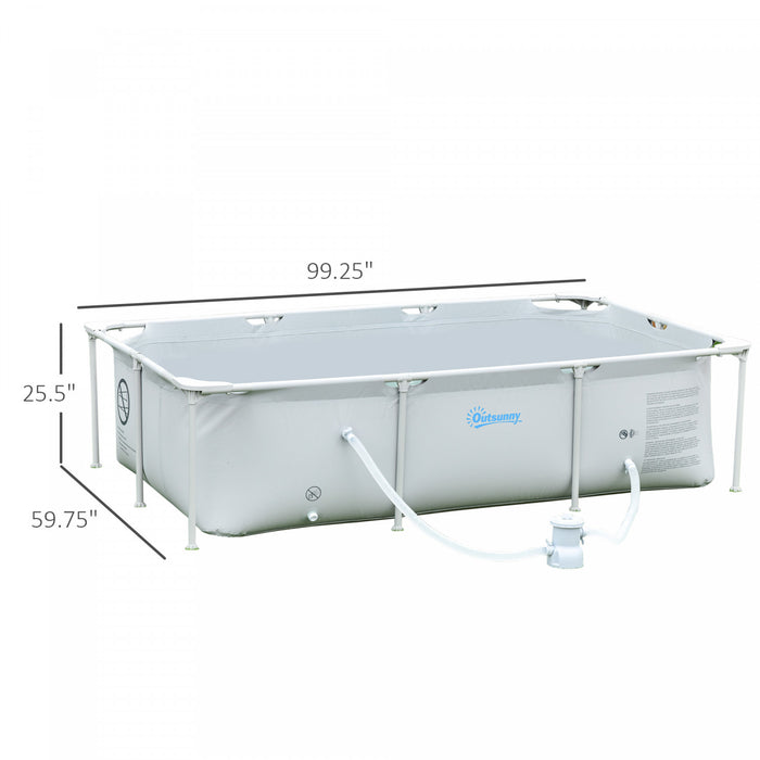 Outsunny 8,3' X 5' X 26\" Ensemble De Piscine Hors Sol Avec Cadre, Gris