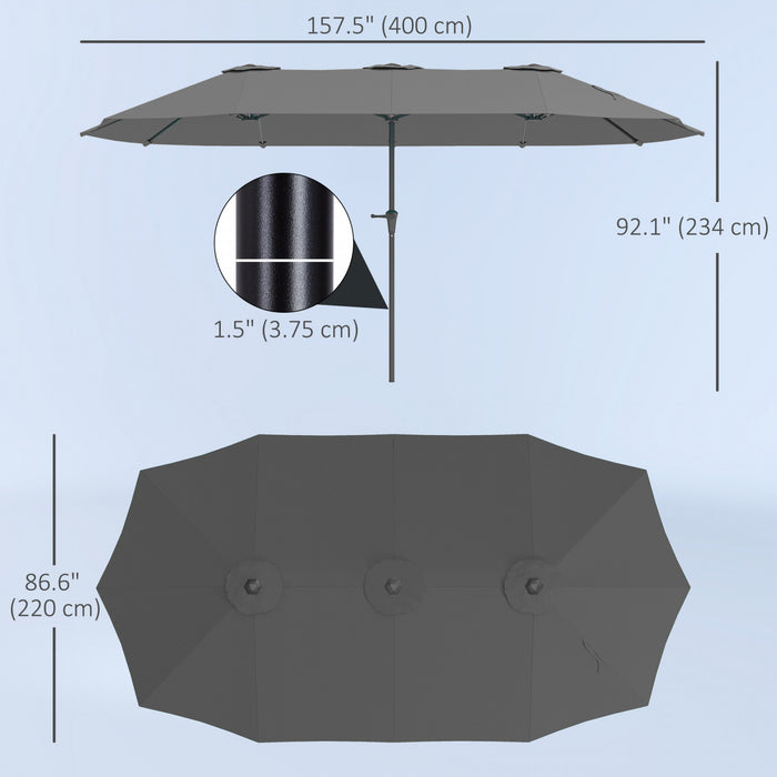 Outsunny Parasol de terrasse double face de 13pi, parasol avec manivelle