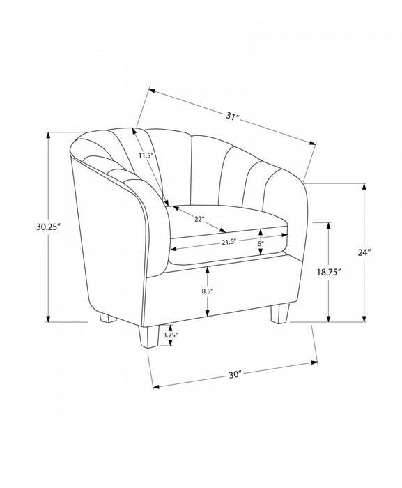 Monarch Specialties - Chaise D'Appoint, 31\"H, Rembourre, Salon, Chambre A Coucher, Gris Fonce, Transitionnel