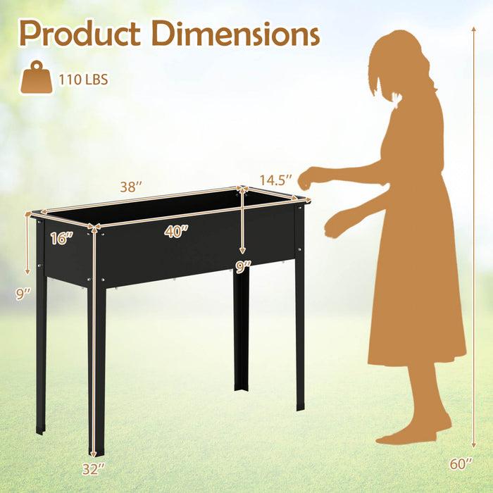 Costway A Souleve Le Lit De Jardin Eleve Boite De Planteur En Metal Avec Les Jambes Trous De Drainage Boite De Jardinage