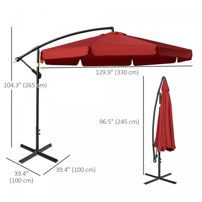Outsunny Parasol De Patio, Rouge