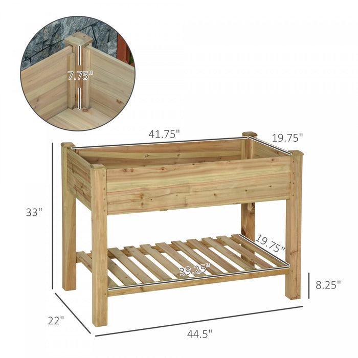 Outsunny Jardiniere Sur Pieds Avec Etagere Inferieure Carre Potager Sureleve Exterieur Lit De Culture Jardin Bois Massif De Sapin 45\" X 22\" X 33\" Vert
