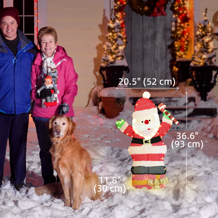 Outsunny Pere Noel Lumineux de 3\" Decoration de Noel Interieur et Exterieur