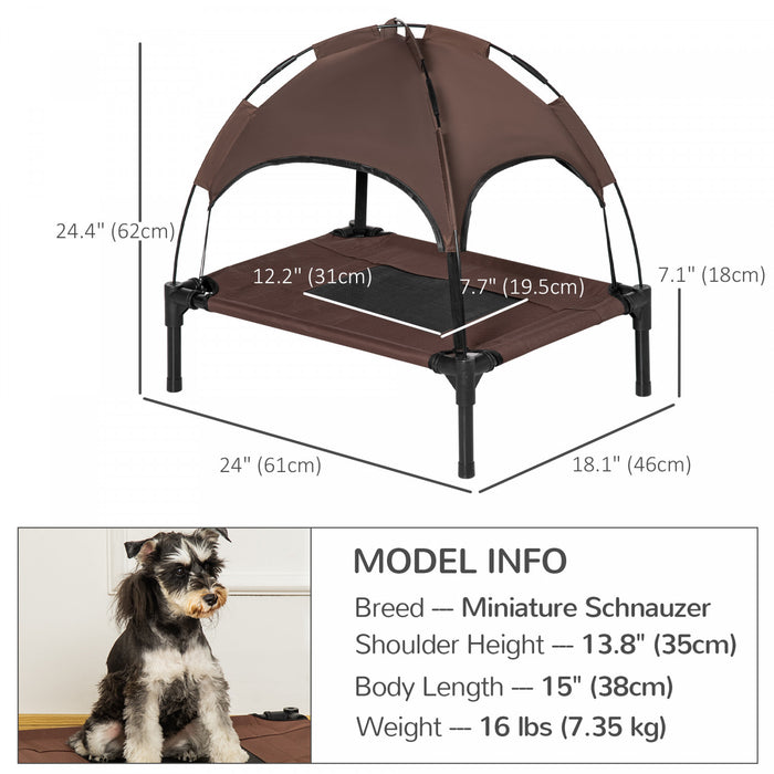 Pawhut Lit Sureleve Portable Pour Chien Avec Auvent De Protection Uv, 24\"