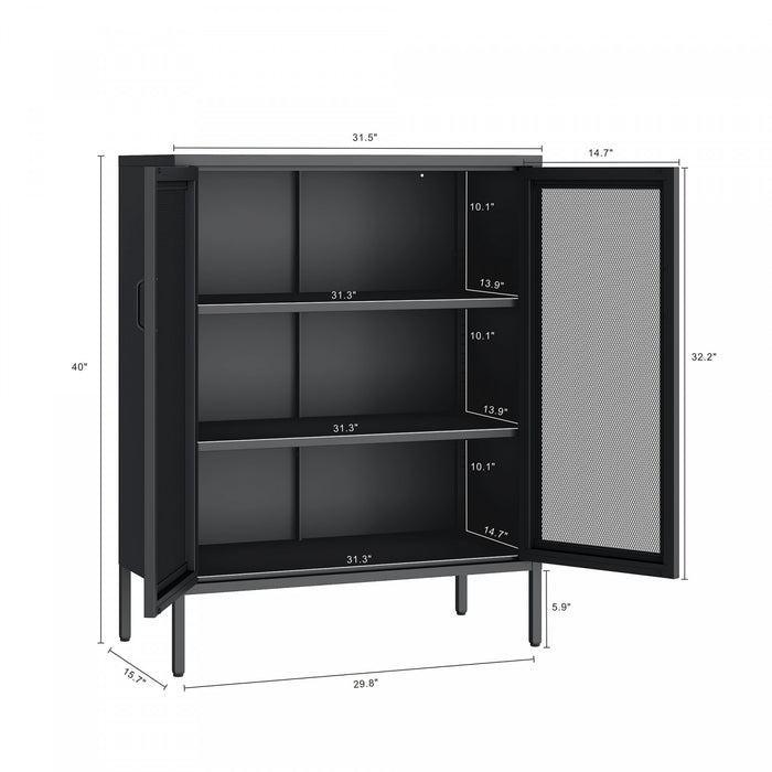 Armoire d’appoint moderne Amelia 32\" en metal noir