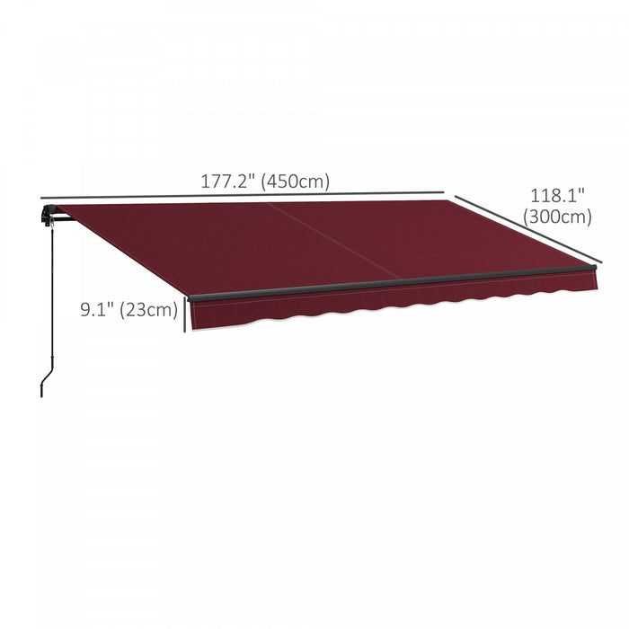 Outsunny 15' X 10' Auvent Retractable, Abri Pare-soleil, Rouge Vin