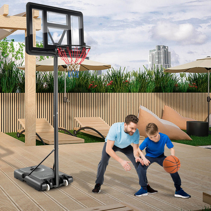 Panier De Basket Reglable En Hauteur 135-305cm, Jeu De Basket-ball Avec Panneau Arriere Incassable, Roues Et Base Remplissable, Support De Basket-ball Pour Enfants, Adolescents Et Adultes