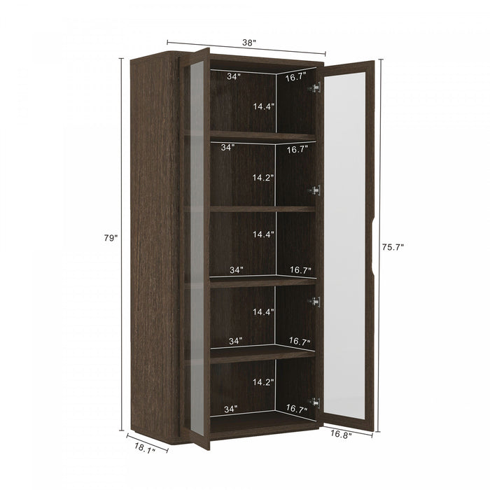 Armoire bibliotheque moderne Rivington 38\" en noyer - Ensemble de 3