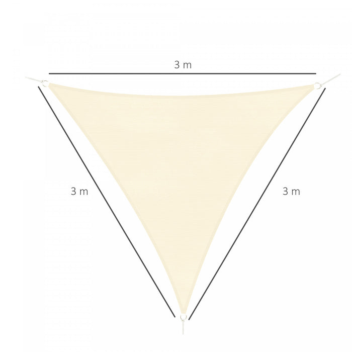 Outsunny Triangle 10'x10'x10' Voile D'ombrage Pour Terrasse, Blanc Creme