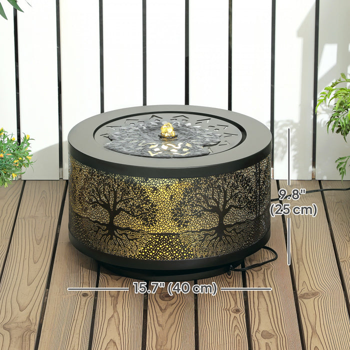 Outsunny Fontaine D'exterieur Avec Lumieres Led Fontaine Cascade De Jardin