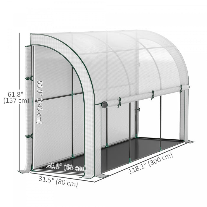Outsunny serre adossee avec bache PE, jardinage, blanc