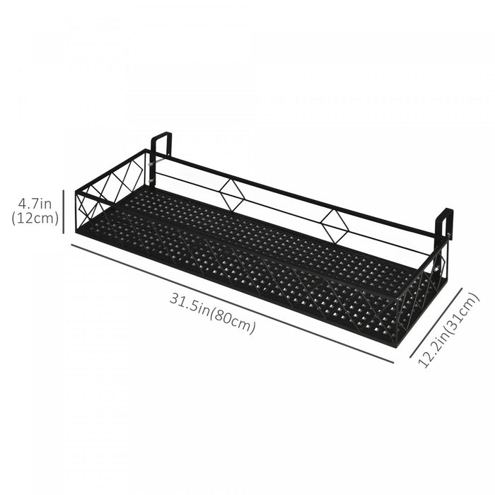 Outsunny 81,3 X 30,5 Cm Support De Pot De Fleurs Suspendu Avec Crochets, Support De Pot De Fleurs En Metal, Etagere De Garde-corps, Fenetres Pour Decorer Le Jardin Exterieur, Le Balcon, La Cloture