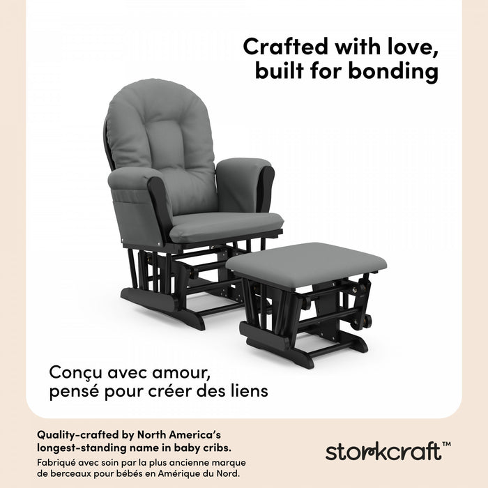 Storkcraft Hoop Fauteuil bercant et pouf - Noir avec gris