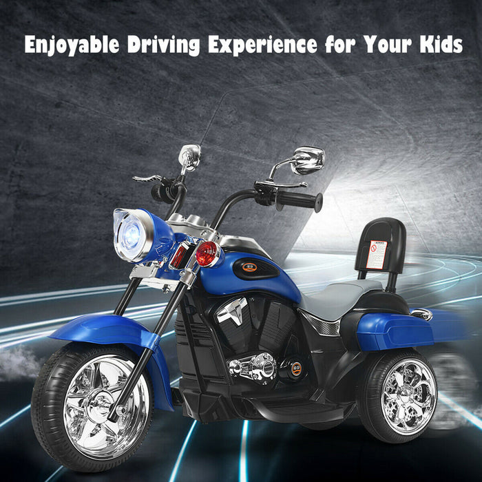 6v Enfants Rouler Sur Moto Helicoptere 3 Roues Trike Avec Phare Bleu