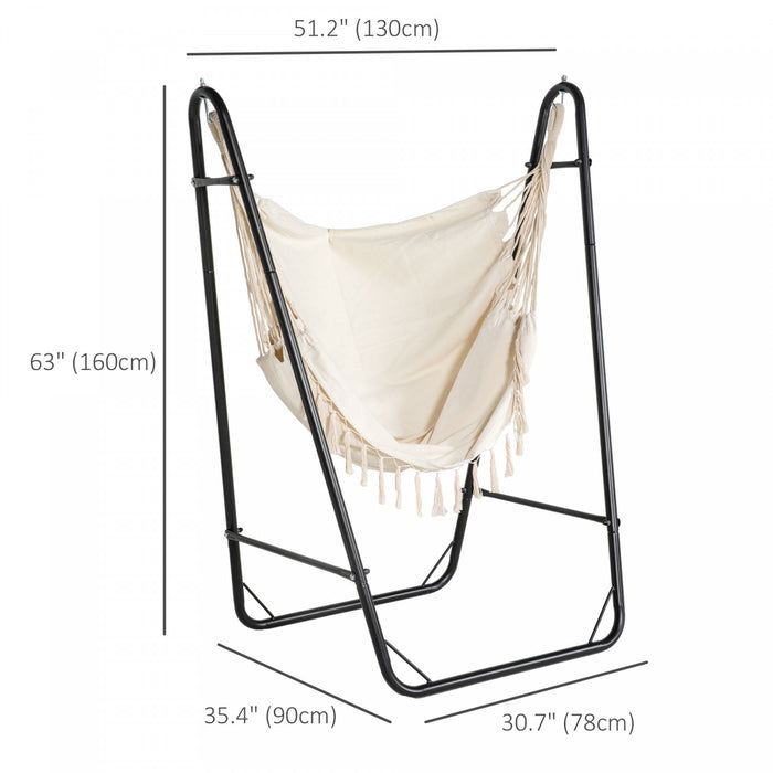 Outsunny Chaise Hamac Avec Support, Balancoire Hamac, Blanc