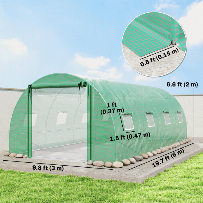 Outsunny Serre Tunnel de Jardin avec Tiges de Support, Vert