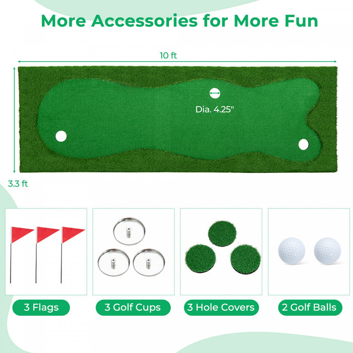 Costway 10 X 3,3 Ft Golf Mettant Vert Tapis D'entrainement Professionnel De Golf Avec 2 Balles De Golf