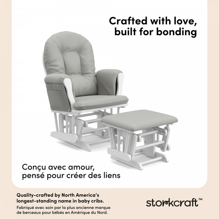 Storkcraft Hoop Fauteuil bercant et pouf - Blanc avec gris clair