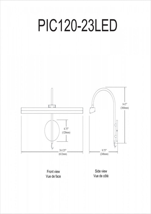 Lampe pour affichage d’image de Dainolite avec fini laiton vieilli et ampoule de 30 W