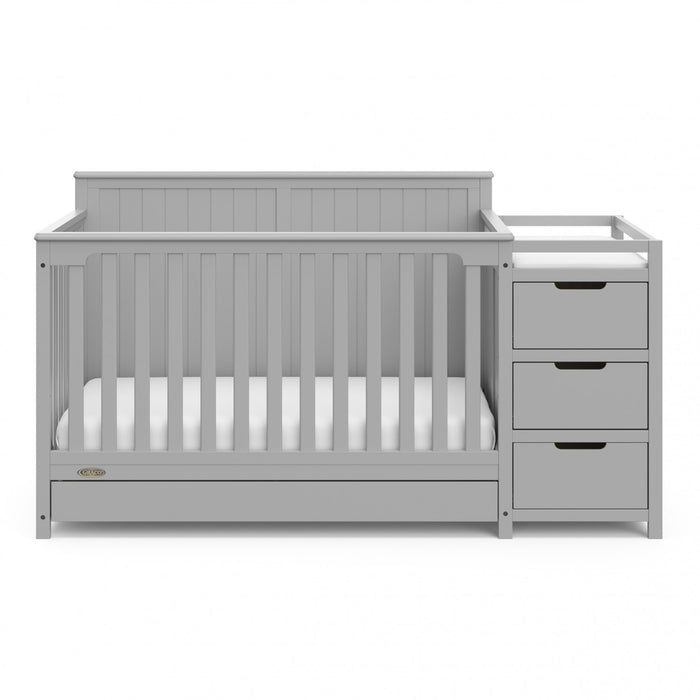 Graco Hadley Lit de bebe convertible 5-en-1 avec table a langer et tiroir - Gris galet