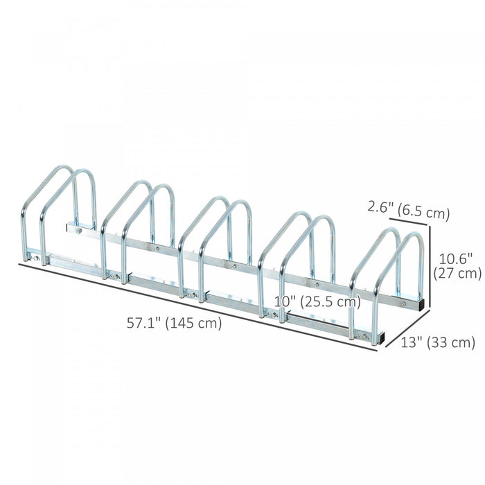 Soozier Support De Rangement Pour 5 Velos, Argent