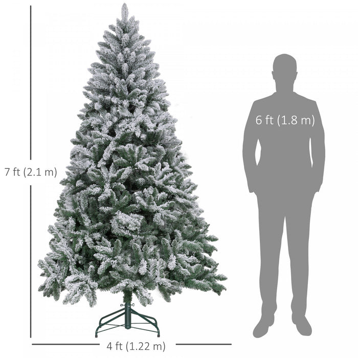 Homcom Arbre De Noel Artificiel Floque De 7 Pieds Avec Pied En Metal