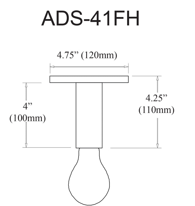 Plafonnier affleuré Adams de Dainolite avec fini laiton vieilli et 1 ampoule