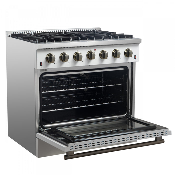 Cuisiniere a gaz Galiano de 36 po en blanc, 5,36 pi³ - FFSGS6244-36WHT
