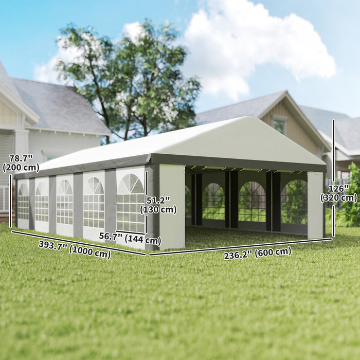 Outsunny Tente de Reception et Abri de Voiture 10 x 6 m pour Evenements Exterieurs, Gris