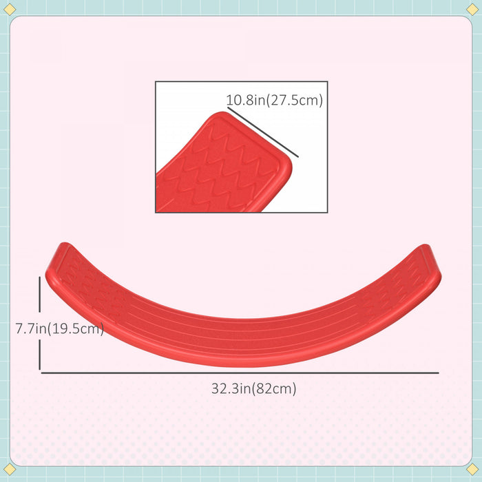 Qaba Planche D'equilibre 32,3\" Pour Enfants, Planche A Bascule Courbee, Apprentissage Prescolaire Termine, Jouet Montessori Waldorf, Pour 3 A 6 Ans, Rouge