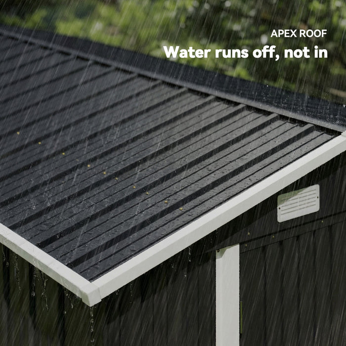 Outsunny Abri Metallique 10 x 10, Rangement Exterieur Resistant, Gris Fonce