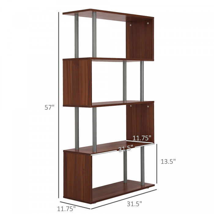 HOMCOM Bibliotheque Etagere de Presentation en Forme Z Noyer