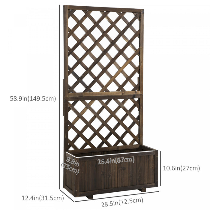 Outsunny 2,4 X 4 X 4,9 Jardiniere En Bois De Pin Avec Treillis