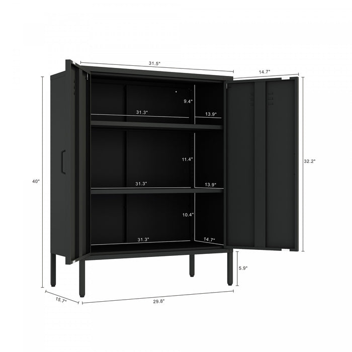 Armoire d’appoint moderne Naomi 32\" en metal noir