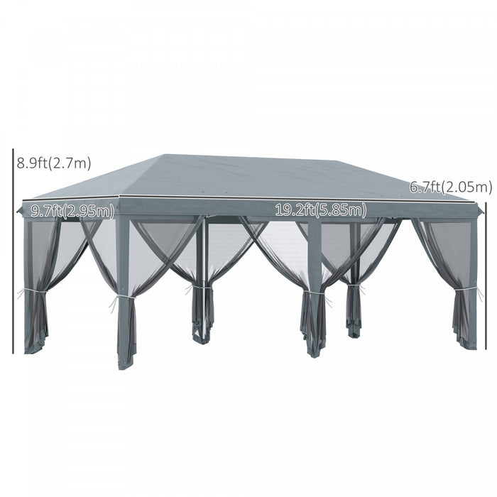 Outsunny Tente D'auvent 10'x20' 6 Parois Laterales Maille Amovibles, Gris