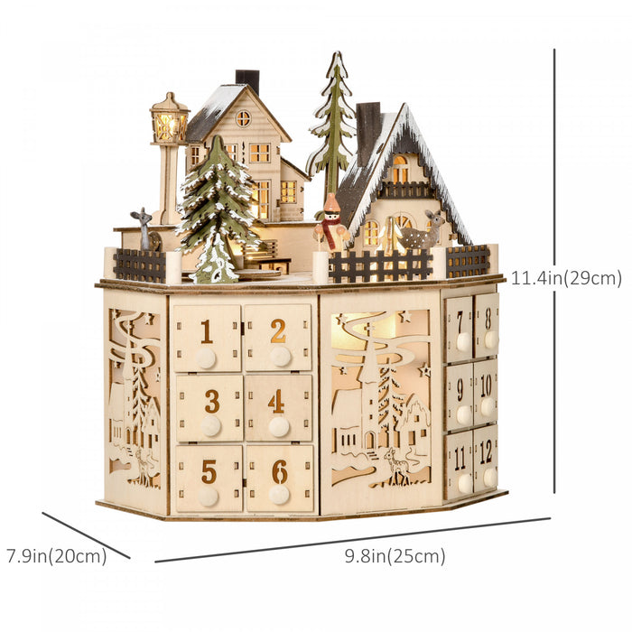 Homcom Calendrier De L'avent De Noel, Table Lumineuse Decoration De Noel