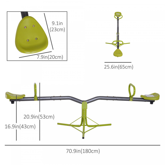 Homcom Blancoire Pivotante 360° Enfants Equipement Aire De Jeux Rotation Vert Et Gris