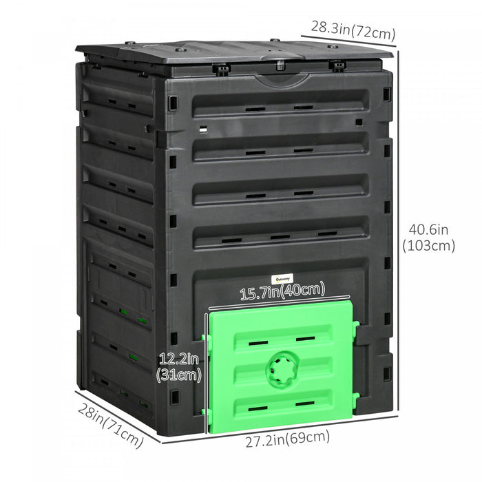 Outsunny Poubelle A Compost 120 Gallons, Grand Composteur Avec Gants