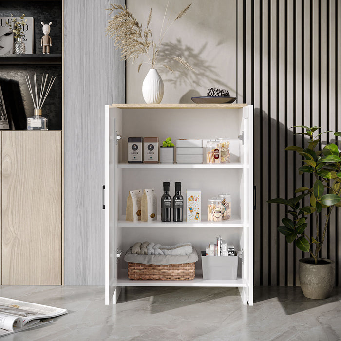 HOMCOM Armoire de rangement avec doubles portes et etagere reglable, blanc