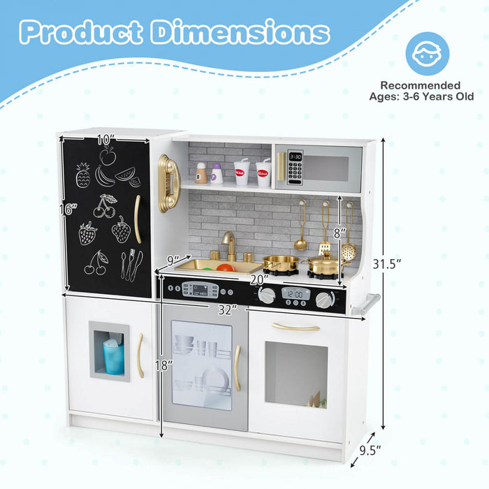 Costway Kid's Pretend Play Kitchen Toddler Kitchen Playset Avec Blackboard Beige