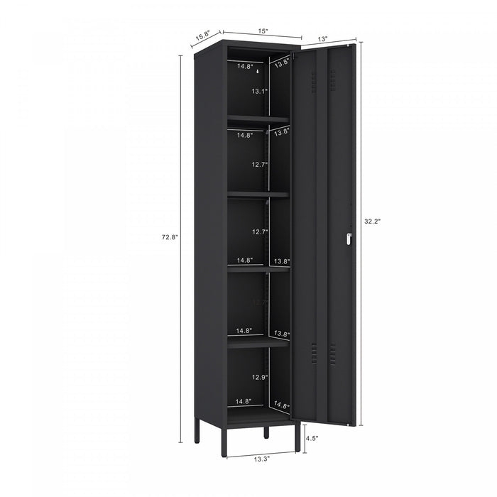Armoire de rangement moderne Naomi 15\" en metal, noir