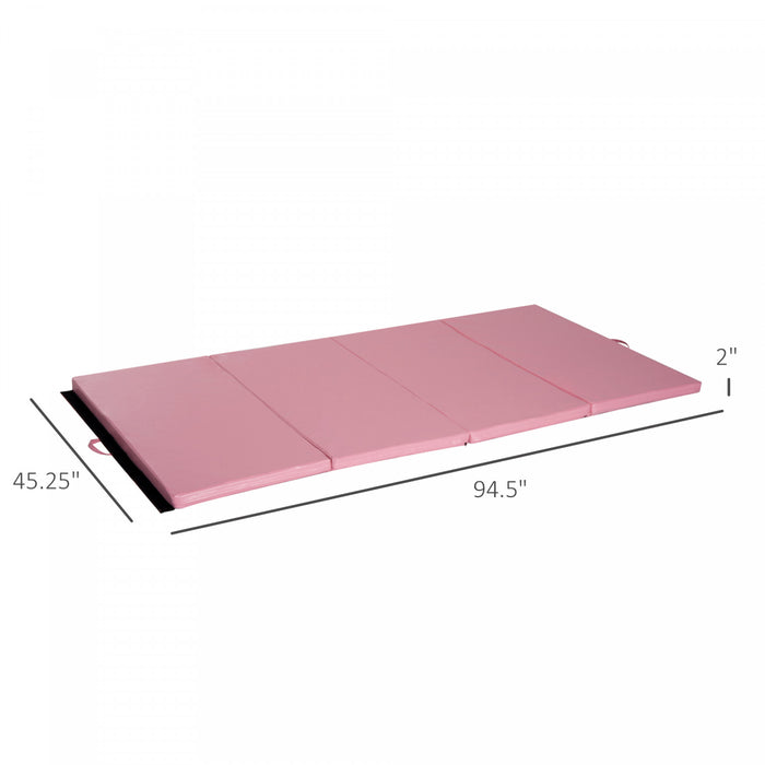 Soozier 4pix6pix2pouce Pu Cuir Gymnastique Culbutage Tapis De Gym Arts Pliant Yoga Exercice Tampon 4 Panneaux (rose Clair)