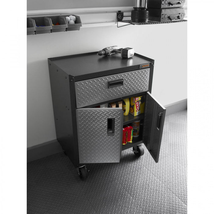 Armoire modulaire GearBox à portes 3/4 de Gladiator - bande de roulement argentée