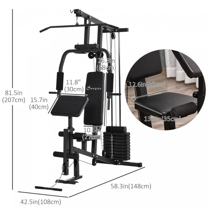 Soozier Systeme De Gymnastique D'exercice Domestique Multifonctionnel Musculation Exercice Station D'entrainement Fitness Force Machine Pour L'entrainement Du Corps Entier Noir