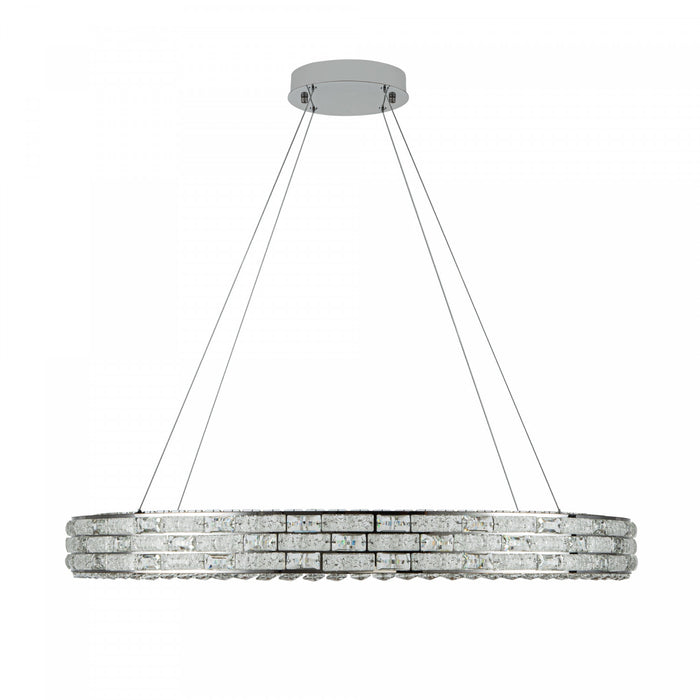 Lustre A Del Integrees Elegance 40 po, Chrome Avec Verres En Cristal