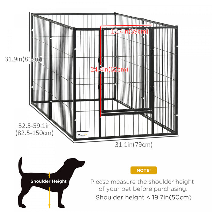 Pawhut Parc Pour Chien A 6 Panneaux De 32.5\" - 59\" X 31\", Parc Robuste Avec Porte, Enclos D'exercice Reglable Pour Interieur Et Exterieur, Chiens De Petite Et Moyenne Taille