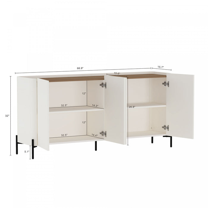 Buffet moderne Abbey 67\" en erable et blanc casse