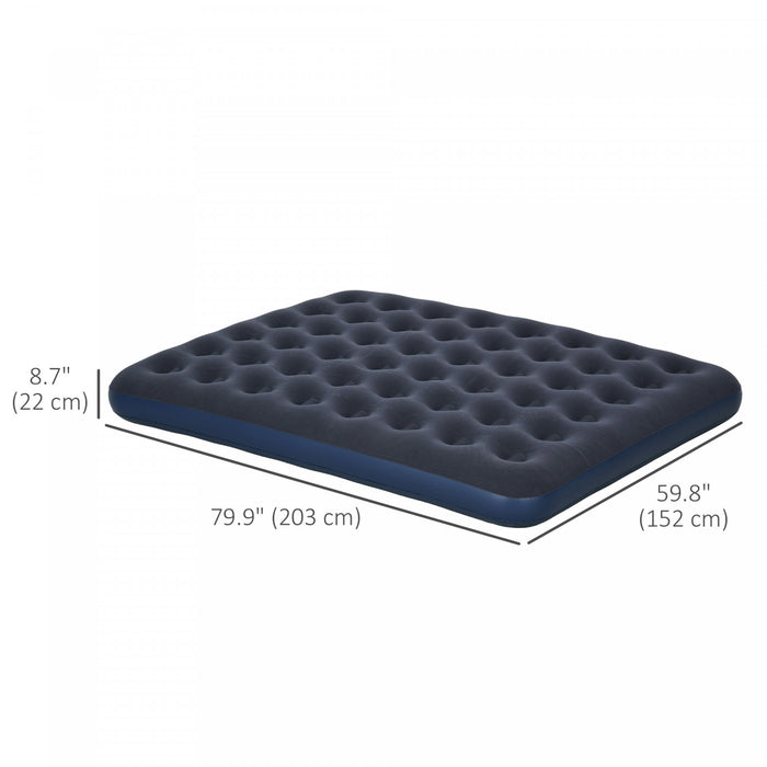 Outsunny Matelas Gonflablequeen Double Lit Gonflable, Bleu Fonce