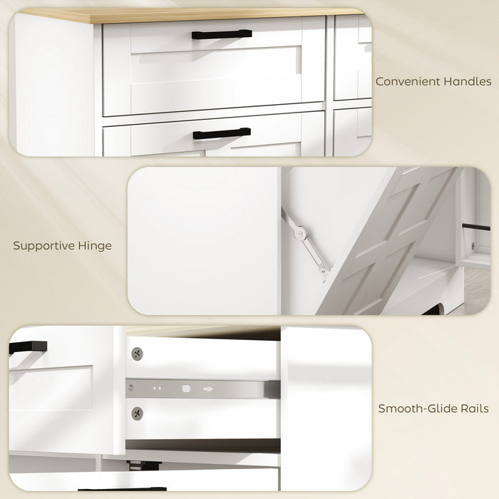 HOMCOM Ilot de Cuisine avec Meuble a Dechets, Blanc